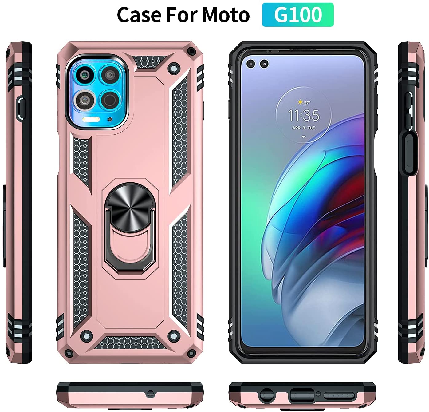 Protectores para celular  para Motorola  MOTO G100 Funda reforzada con anillo v2 Rosa